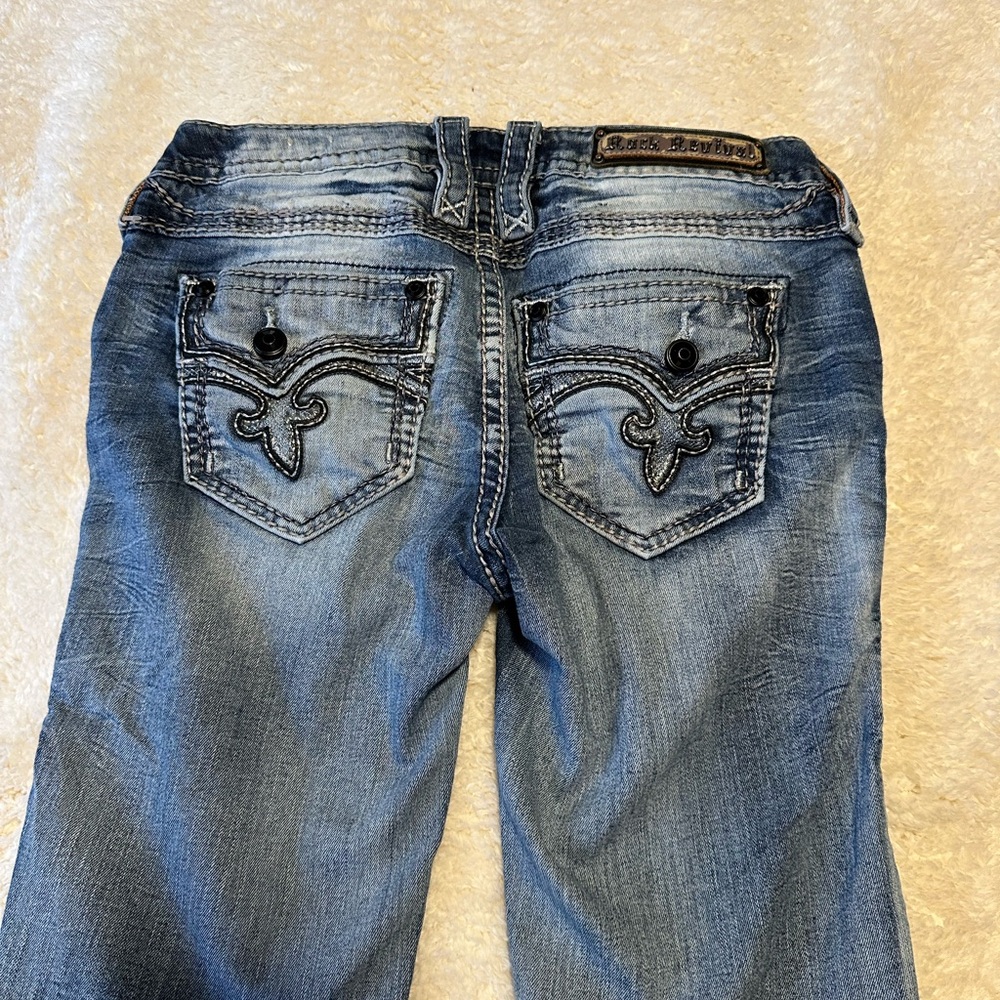 Rock Revival Women's Medium Blue Embroidered Skinny Jeans